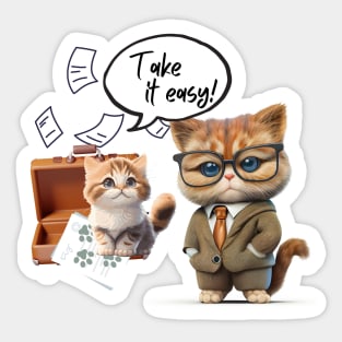 Take it easy, cute cats Sticker